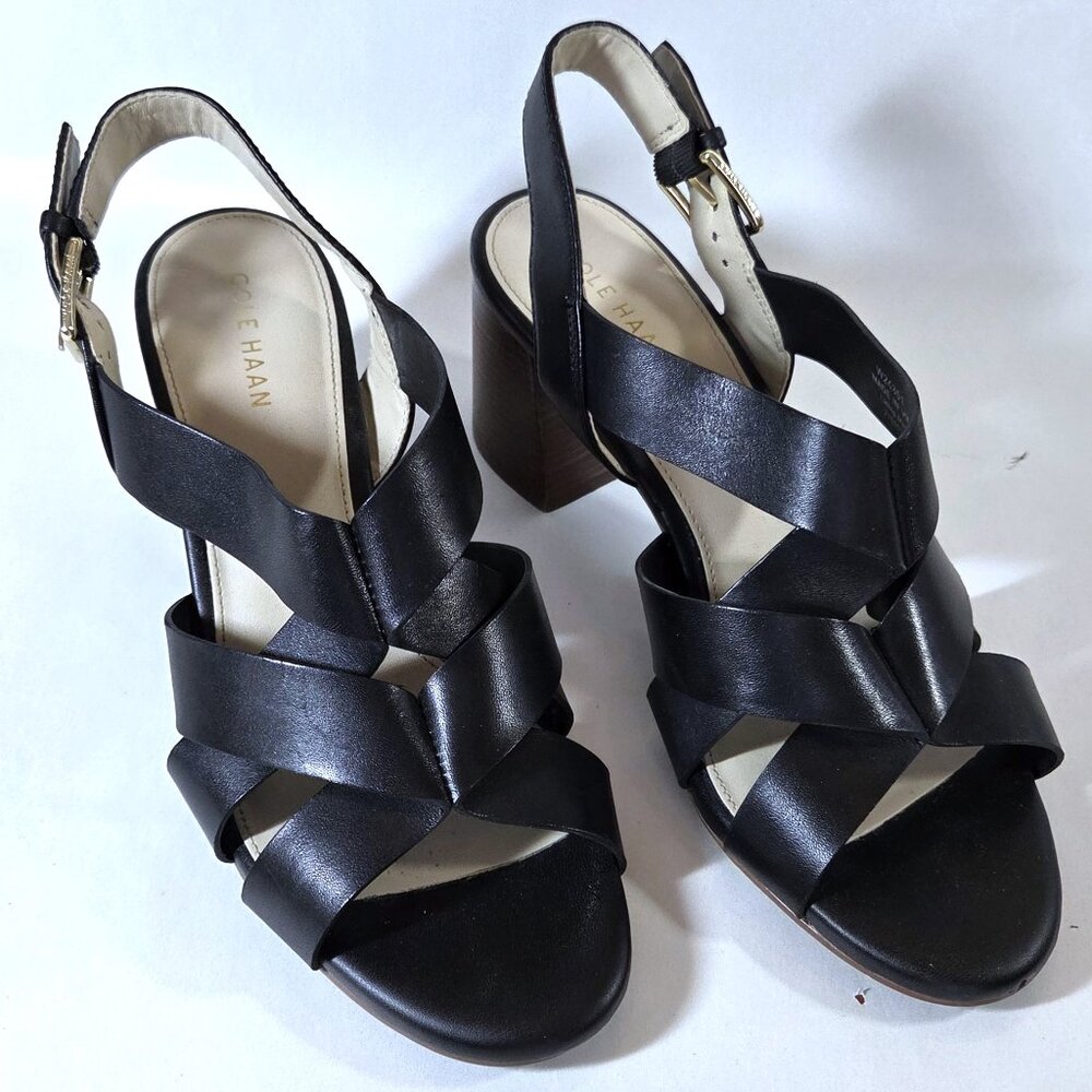 Cole Haan Jamie Black Leather Sandals Size 6